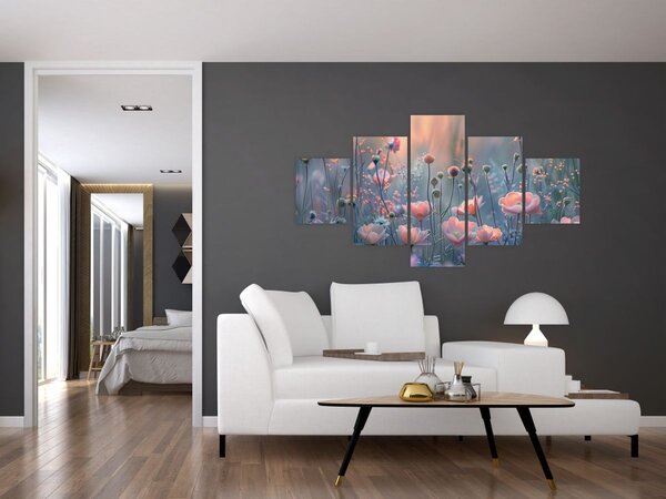 Obraz - Květiny v pastelových barvách (125x70 cm)