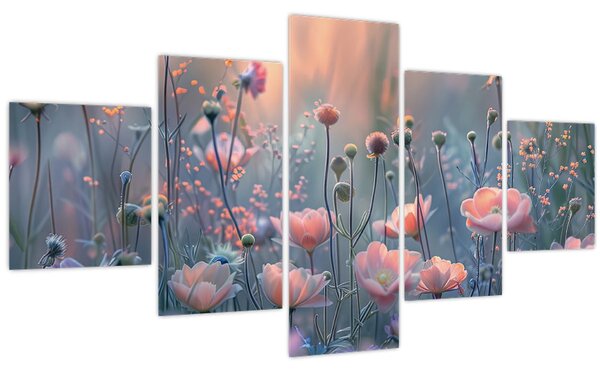 Obraz - Květiny v pastelových barvách (125x70 cm)