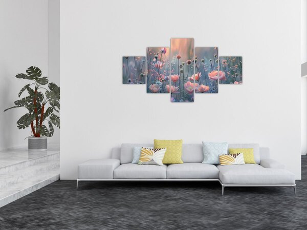 Obraz - Květiny v pastelových barvách (125x70 cm)