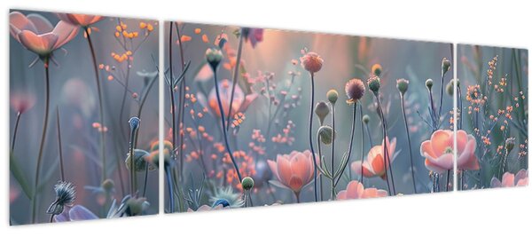 Obraz - Květiny v pastelových barvách (170x50 cm)
