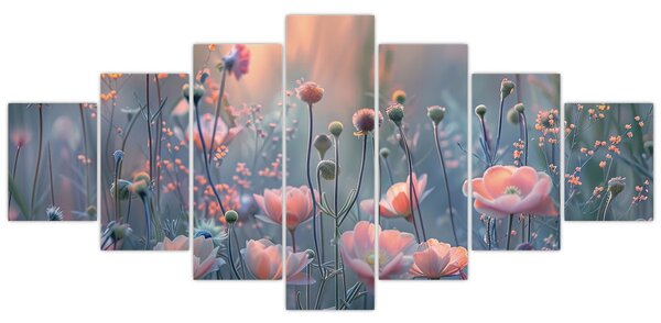 Obraz - Květiny v pastelových barvách (210x100 cm)