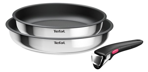 Nerezové pánve s nepřilnavým povrchem a odnímatelnou rukojetí v sadě 2 ks ø 26 cm INGENIO Cook Eat L8813S75 – Tefal