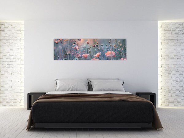 Obraz - Květiny v pastelových barvách (170x50 cm)