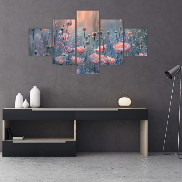 Obraz - Květiny v pastelových barvách (125x70 cm)