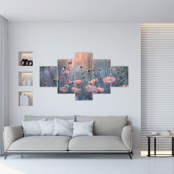 Obraz - Květiny v pastelových barvách (125x70 cm)