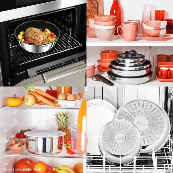 Nerezové pánve s nepřilnavým povrchem a odnímatelnou rukojetí v sadě 2 ks ø 26 cm INGENIO Cook Eat L8813S75 – Tefal