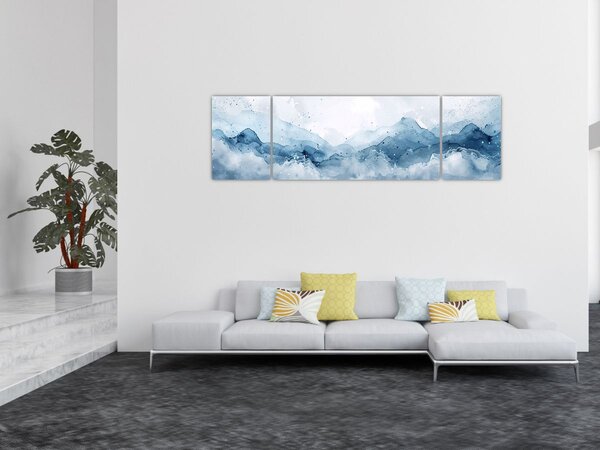 Obraz - Mraky a vlny, akvarel (170x50 cm)