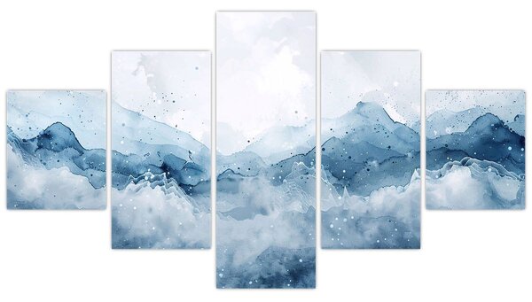 Obraz - Mraky a vlny, akvarel (125x70 cm)
