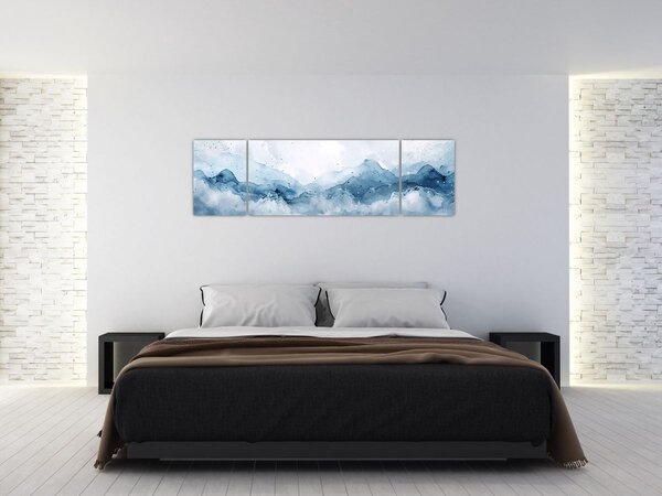Obraz - Mraky a vlny, akvarel (170x50 cm)