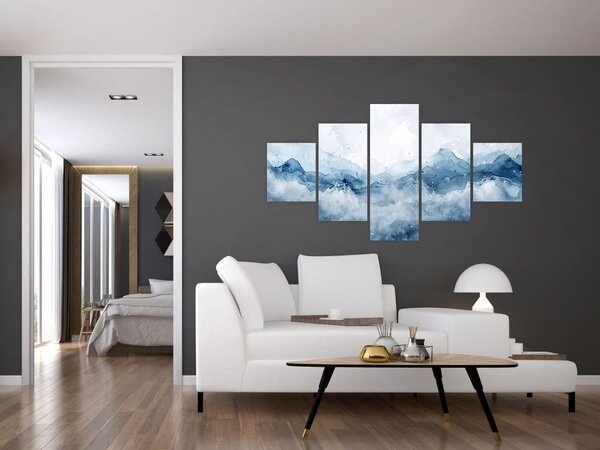 Obraz - Mraky a vlny, akvarel (125x70 cm)
