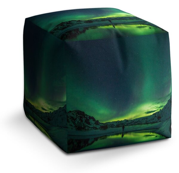 Sablio Taburet Cube Zelená záře: 40x40x40 cm