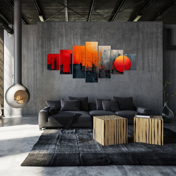 Obraz - Abstraktní malba města (210x100 cm)