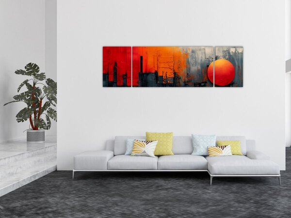 Obraz - Abstraktní malba města (170x50 cm)