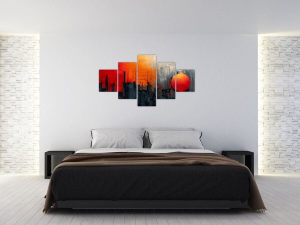 Obraz - Abstraktní malba města (125x70 cm)