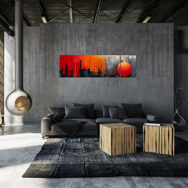 Obraz - Abstraktní malba města (170x50 cm)
