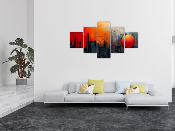 Obraz - Abstraktní malba města (125x70 cm)