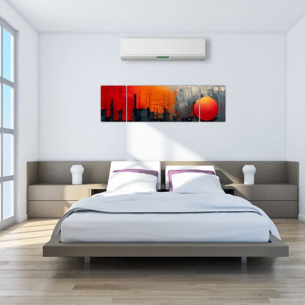 Obraz - Abstraktní malba města (170x50 cm)