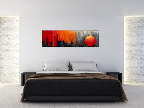 Obraz - Abstraktní malba města (170x50 cm)