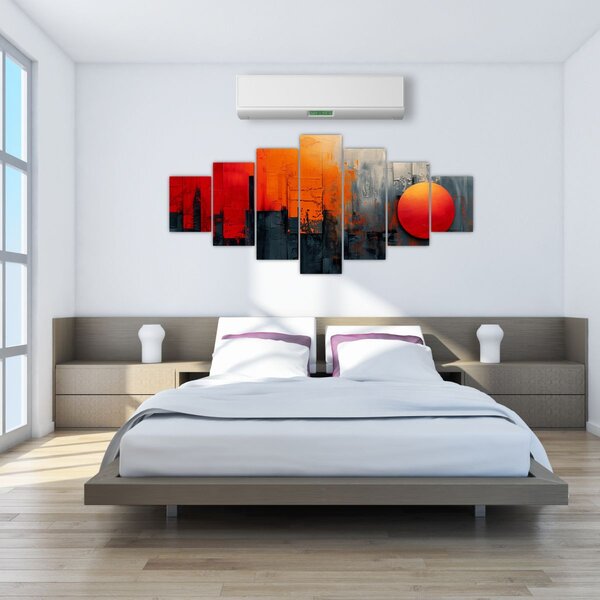 Obraz - Abstraktní malba města (210x100 cm)