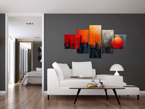 Obraz - Abstraktní malba města (125x70 cm)