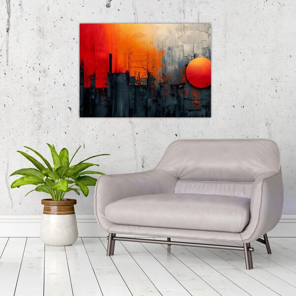 Obraz - Abstraktní malba města (70x50 cm)