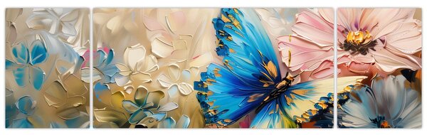 Obraz - Malba květů a motýlů (170x50 cm)