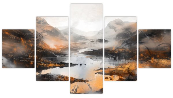 Obraz - Malba horské krajiny (125x70 cm)