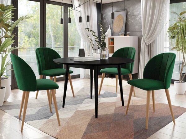 Kulatý stůl Botiler FI 100 se 4 židlemi ST100 04, barva: natura, barva: černá, Potah: Magic Velvet 2216 5903211162190