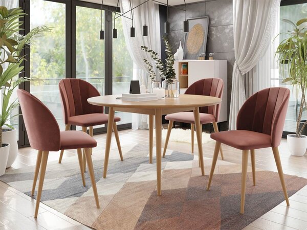 Kulatý stůl Botiler FI 100 se 4 židlemi ST100 04, barva: natura, barva: černá, Potah: Magic Velvet 2216 5903211162190