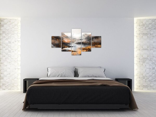 Obraz - Malba horské krajiny (125x70 cm)