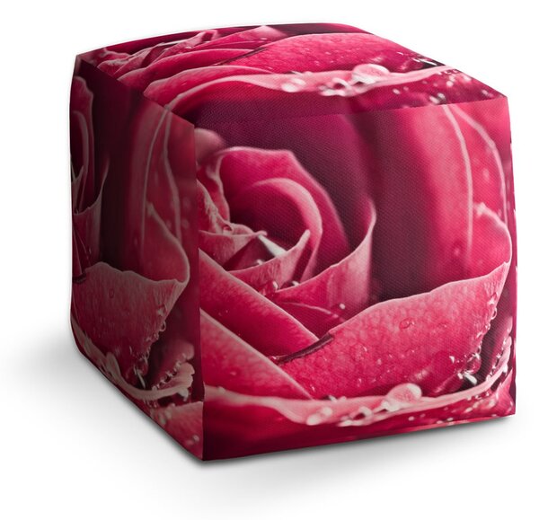 Sablio Taburet Cube Detail růže: 40x40x40 cm