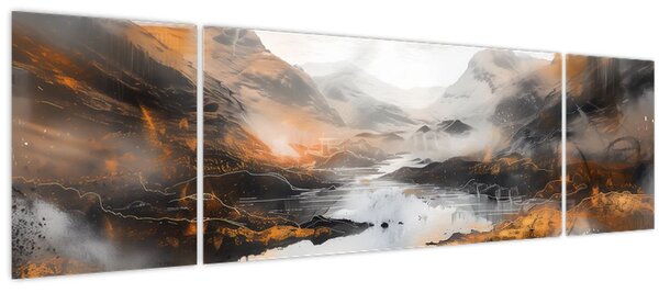 Obraz - Malba horské krajiny (170x50 cm)