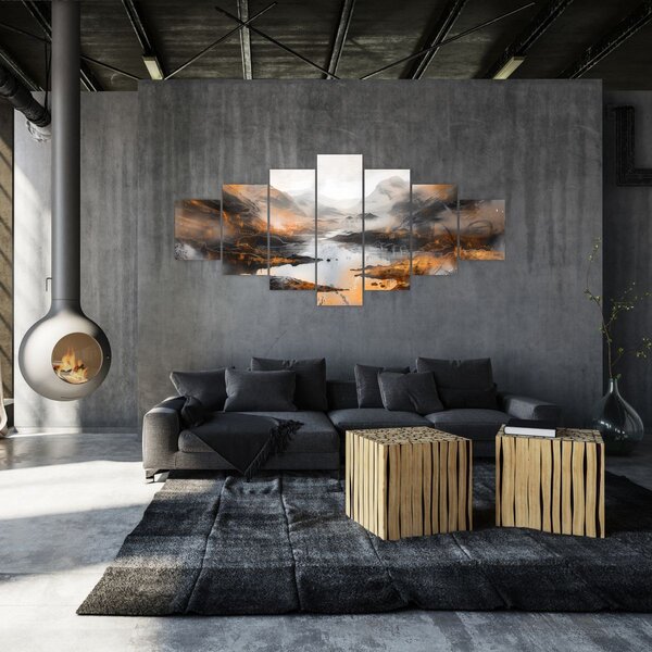 Obraz - Malba horské krajiny (210x100 cm)