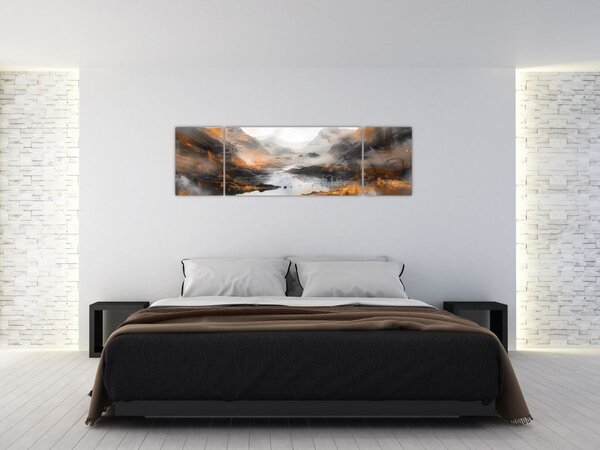 Obraz - Malba horské krajiny (170x50 cm)
