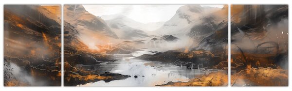 Obraz - Malba horské krajiny (170x50 cm)