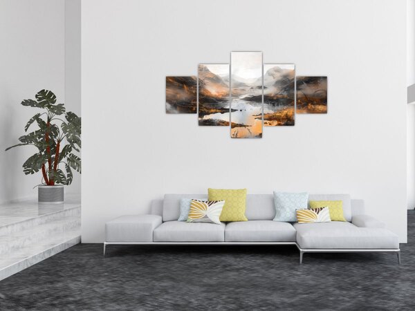 Obraz - Malba horské krajiny (125x70 cm)
