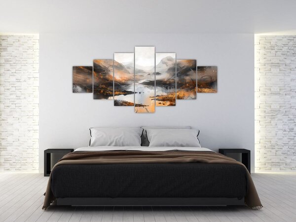 Obraz - Malba horské krajiny (210x100 cm)