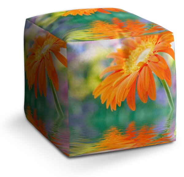 Sablio Taburet Cube Oranžová gerbera: 40x40x40 cm