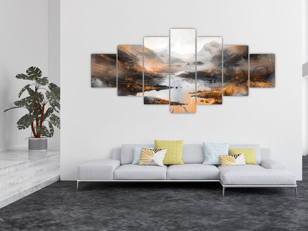 Obraz - Malba horské krajiny (210x100 cm)