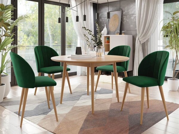 Kulatý stůl Botiler FI 120 se 4 židlemi ST100 04, barva: natura, barva: černá, Potah: Magic Velvet 2258 5903211162336