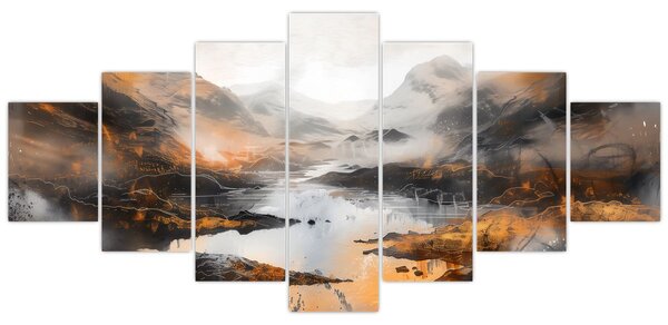 Obraz - Malba horské krajiny (210x100 cm)