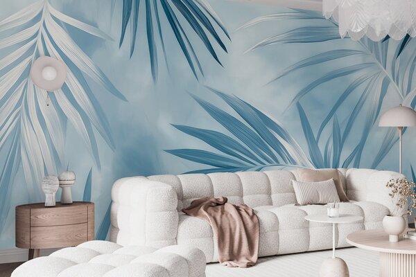 Fototapeta Měkké listy v chladných tónech, Fototapety s palmovými listy, Populární fototapety, w03153 - Tapeko.co.cz