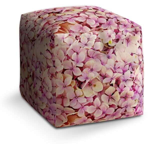 Sablio Taburet Cube Růžové květy: 40x40x40 cm