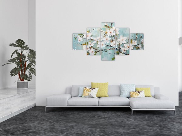Obraz - Malba, květoucí větve stromu (125x70 cm)