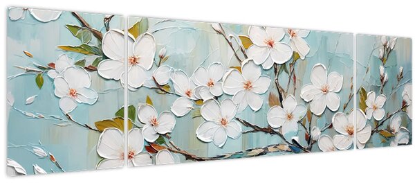 Obraz - Malba, květoucí větve stromu (170x50 cm)