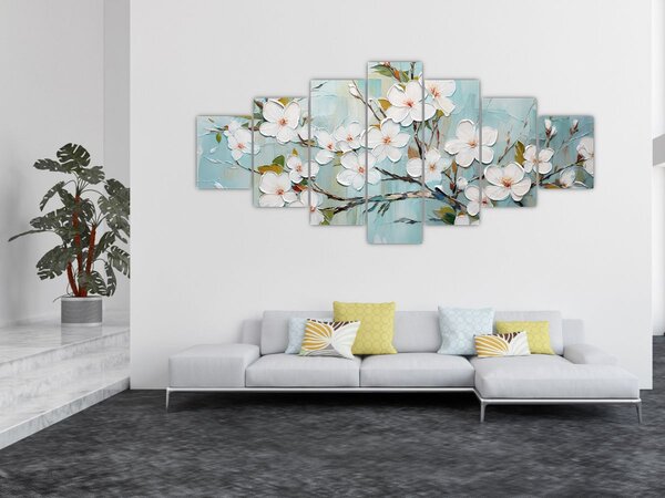 Obraz - Malba, květoucí větve stromu (210x100 cm)