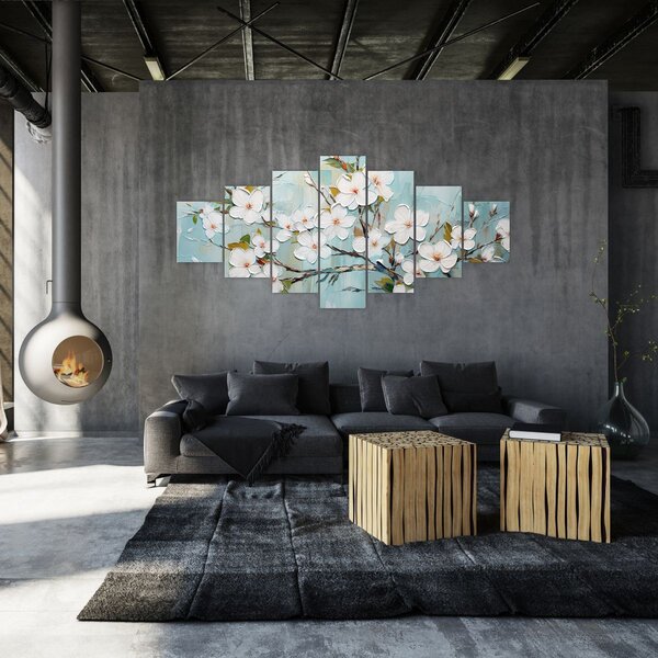 Obraz - Malba, květoucí větve stromu (210x100 cm)