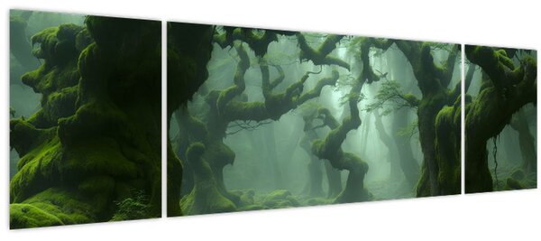 Obraz - Les prorostlý mechem (170x50 cm)