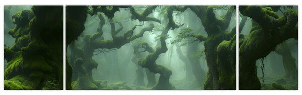 Obraz - Les prorostlý mechem (170x50 cm)
