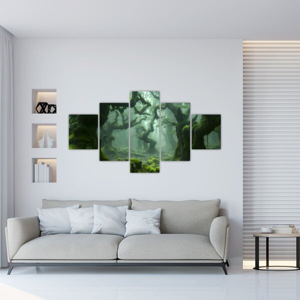 Obraz - Les prorostlý mechem (125x70 cm)